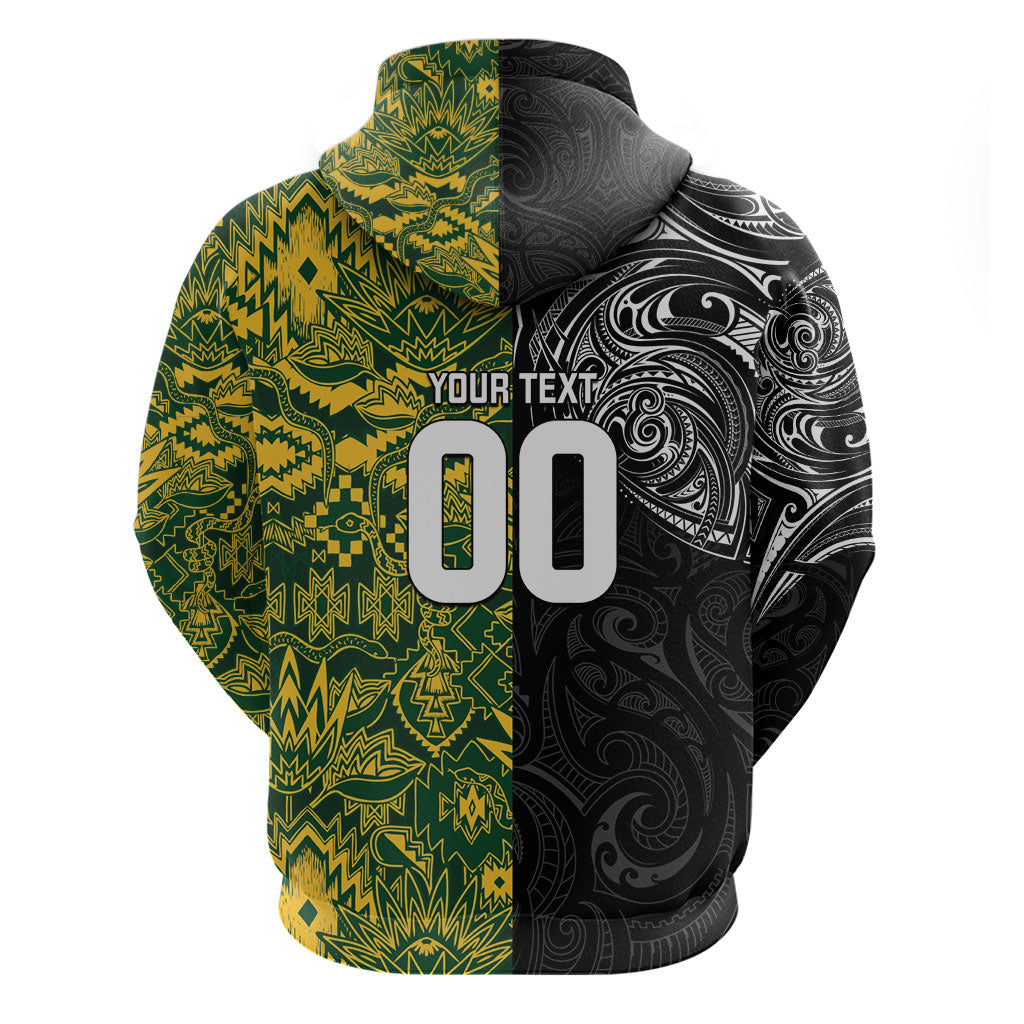 Custom New Zealand vs South Africa Zip Hoodie Rugby Rivalry Two Nations One Battle