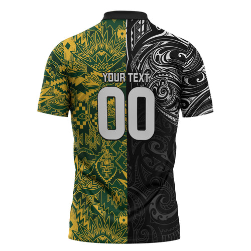 Custom New Zealand vs South Africa Zipper Polo Shirt Rugby Rivalry Two Nations One Battle