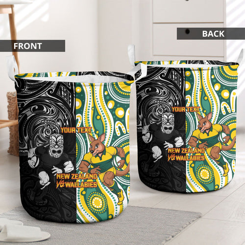 Custom Australia vs New Zealand Laundry Basket Rugby Rivalry Two Nations One Battle