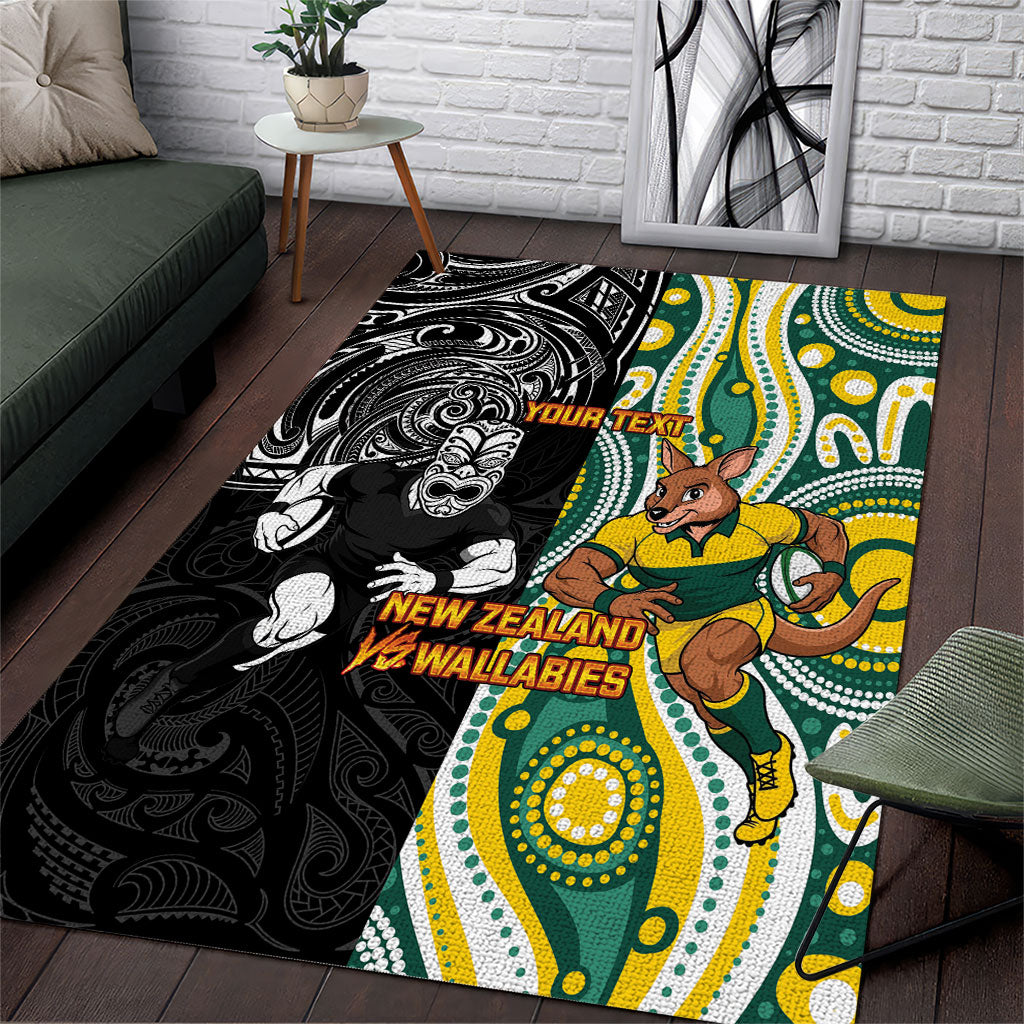 Custom Australia vs New Zealand Area Rug Rugby Rivalry Two Nations One Battle
