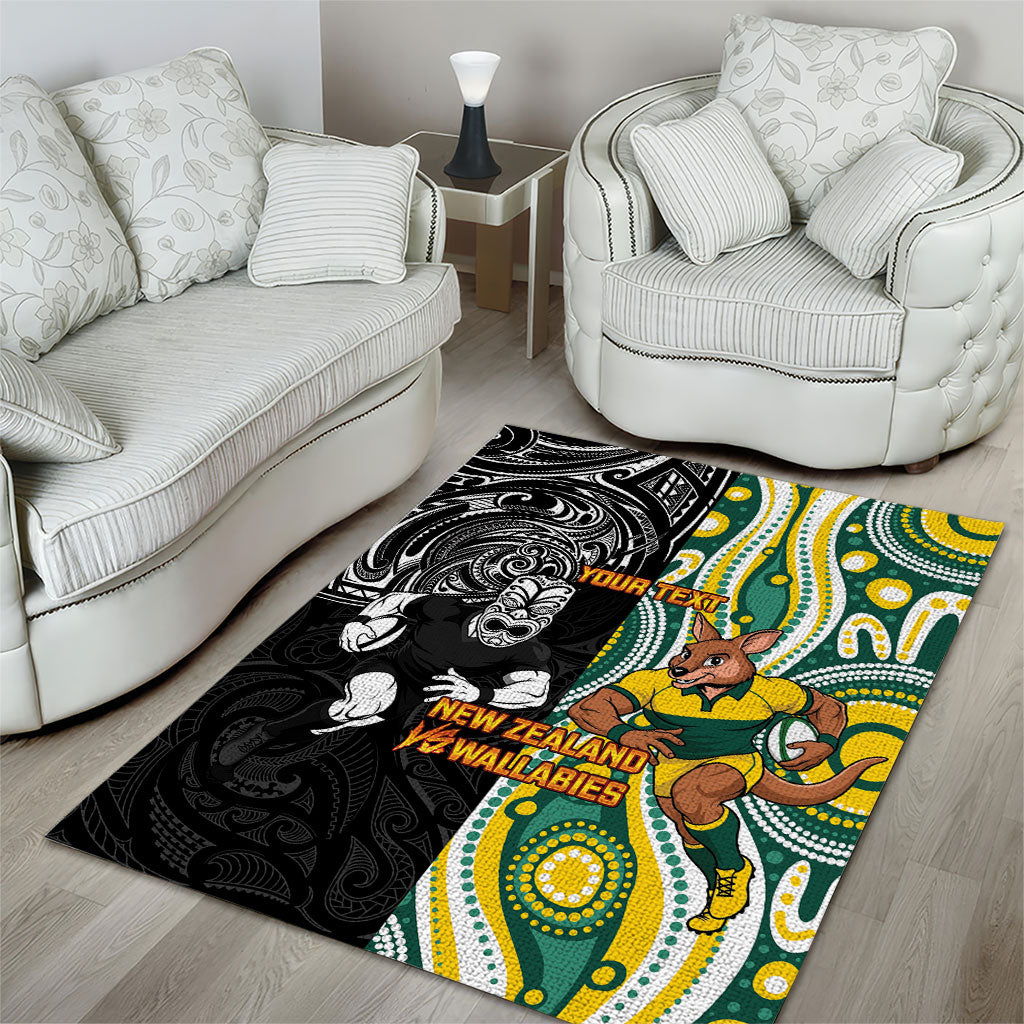Custom Australia vs New Zealand Area Rug Rugby Rivalry Two Nations One Battle