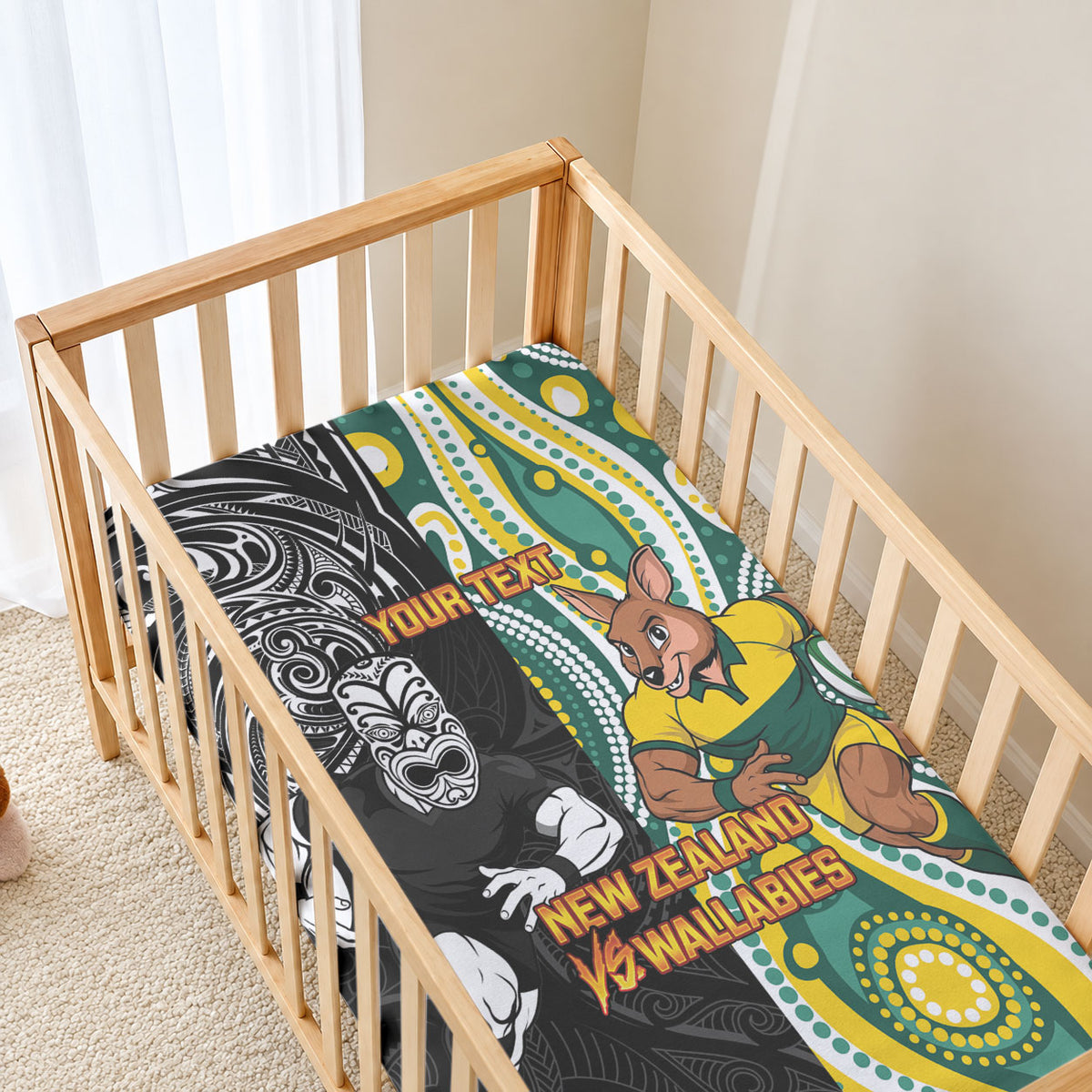 Custom Australia vs New Zealand Baby Bed Cover Rugby Rivalry Two Nations One Battle
