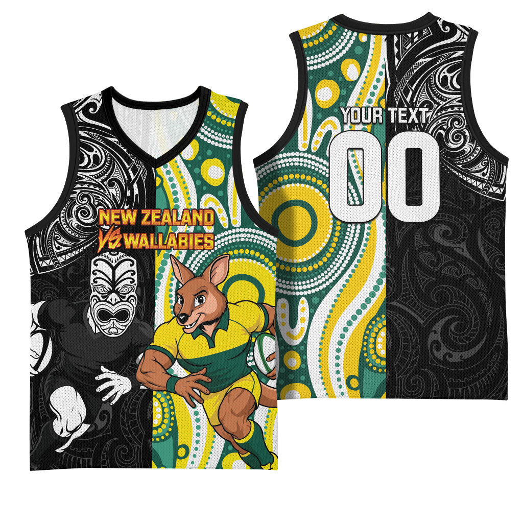 Custom Australia vs New Zealand Basketball Jersey Rugby Rivalry Two Nations One Battle