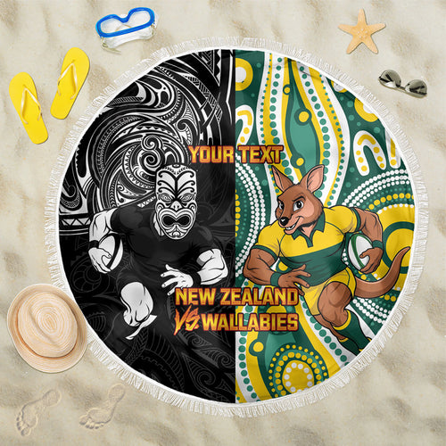 Custom Australia vs New Zealand Beach Blanket Rugby Rivalry Two Nations One Battle