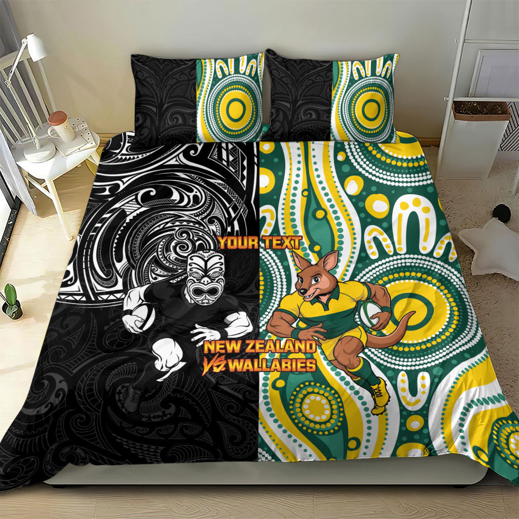 Custom Australia vs New Zealand Bedding Set Rugby Rivalry Two Nations One Battle