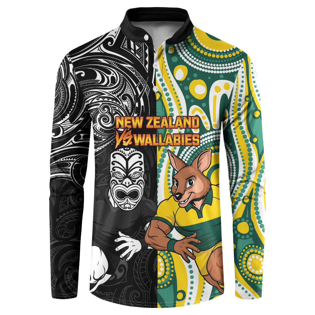 Custom Australia vs New Zealand Button Sweatshirt Rugby Rivalry Two Nations One Battle