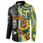 Custom Australia vs New Zealand Button Sweatshirt Rugby Rivalry Two Nations One Battle