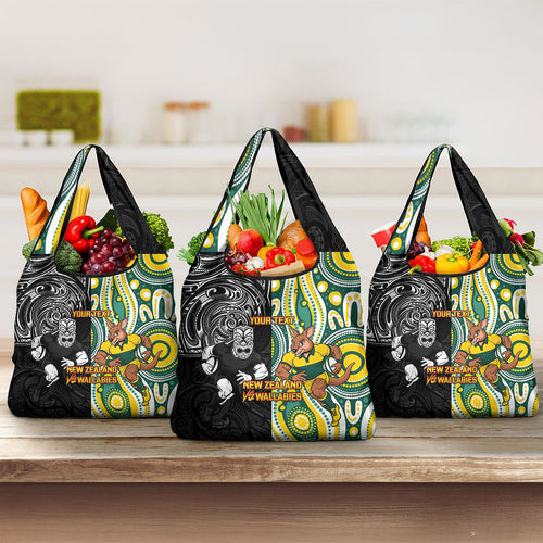 Custom Australia vs New Zealand Grocery Bag Rugby Rivalry Two Nations One Battle