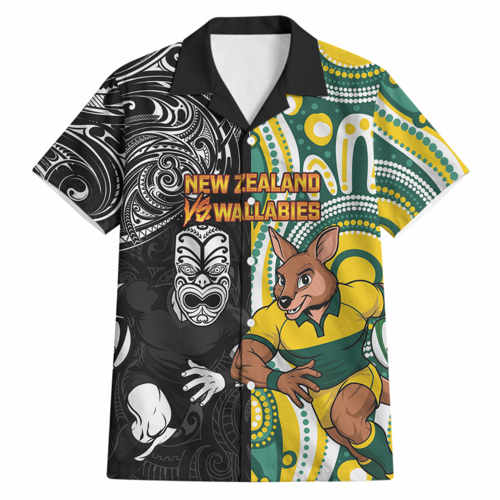 Custom Australia vs New Zealand Hawaiian Shirt Rugby Rivalry Two Nations One Battle