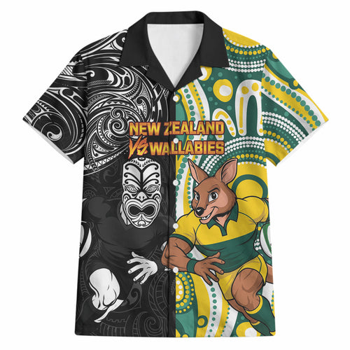 Custom Australia vs New Zealand Hawaiian Shirt Rugby Rivalry Two Nations One Battle