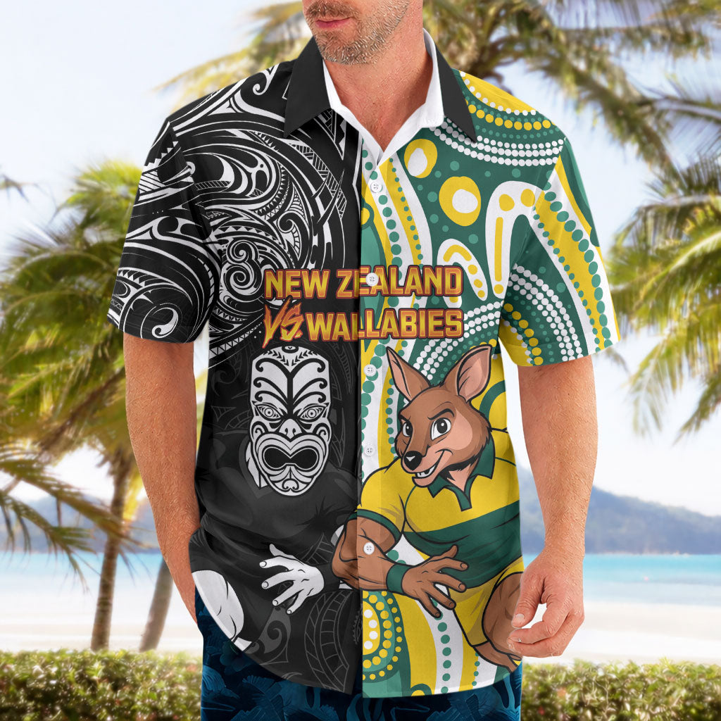 Custom Australia vs New Zealand Hawaiian Shirt Rugby Rivalry Two Nations One Battle
