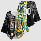 Custom Australia vs New Zealand Kimono Sleeve Blouse Rugby Rivalry Two Nations One Battle