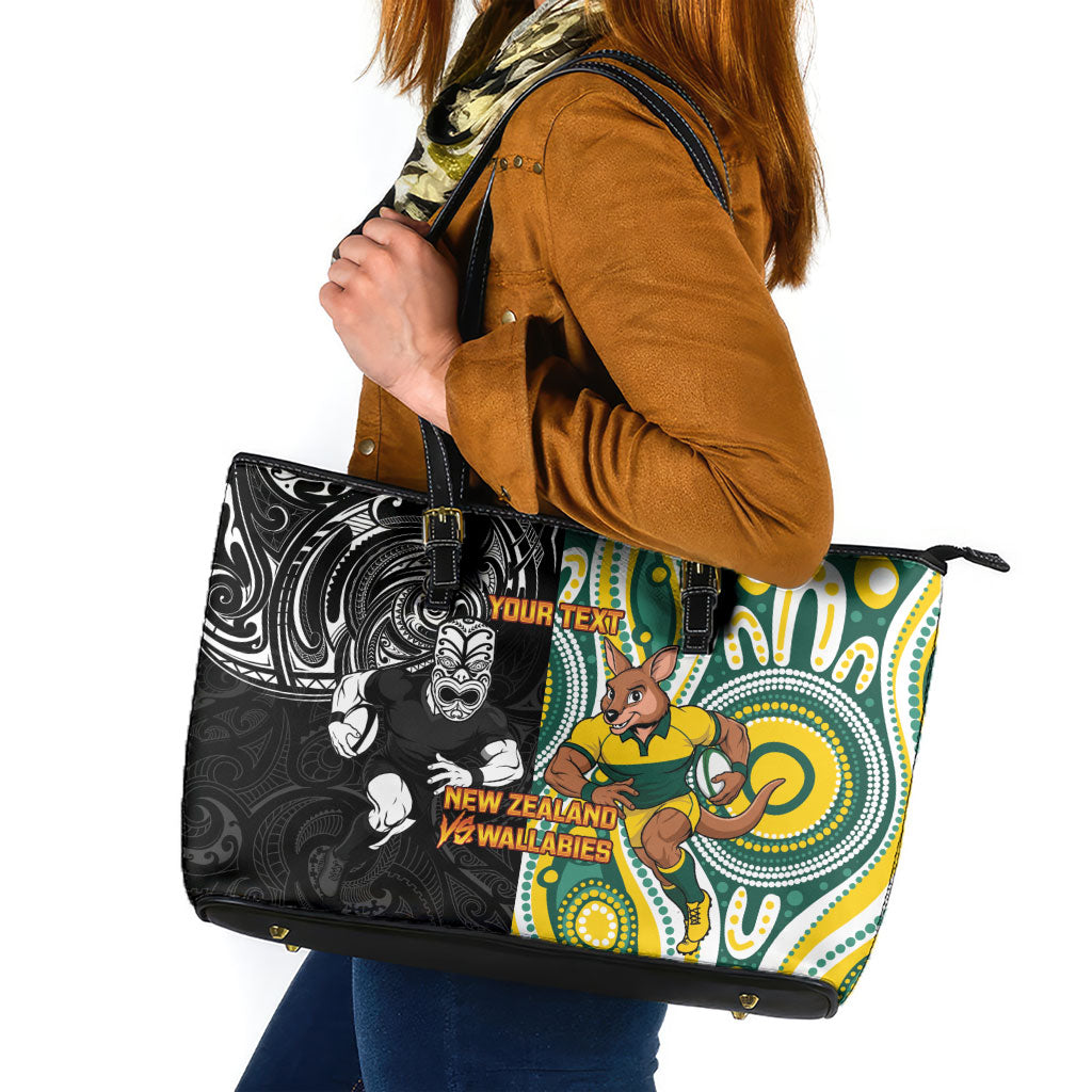 Custom Australia vs New Zealand Leather Tote Bag Rugby Rivalry Two Nations One Battle