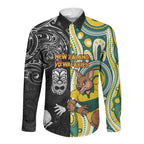 Custom Australia vs New Zealand Long Sleeve Button Shirt Rugby Rivalry Two Nations One Battle