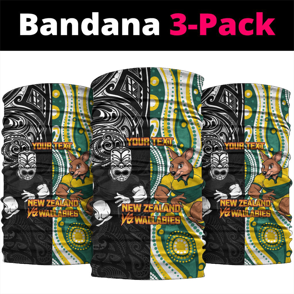 Custom Australia vs New Zealand Neck Gaiter Rugby Rivalry Two Nations One Battle