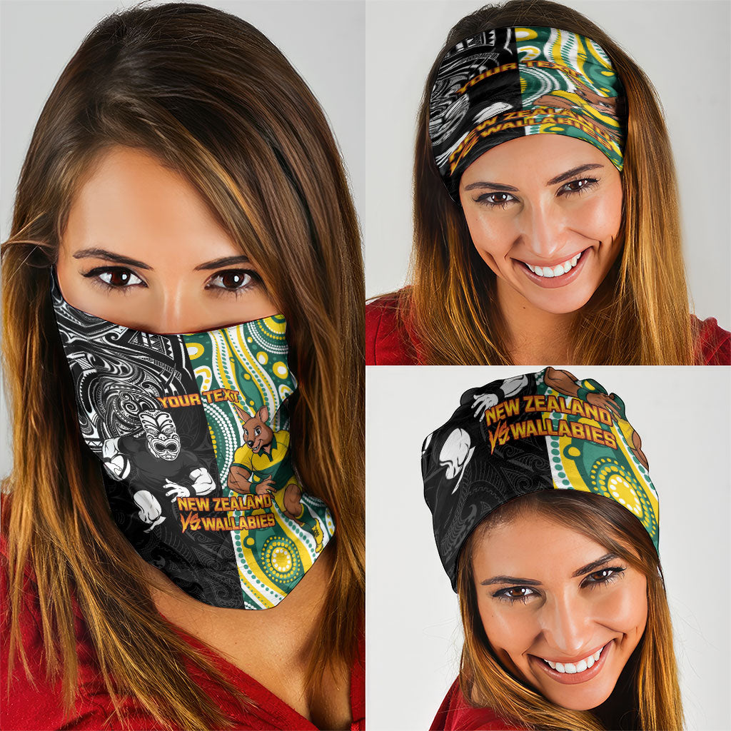 Custom Australia vs New Zealand Neck Gaiter Rugby Rivalry Two Nations One Battle