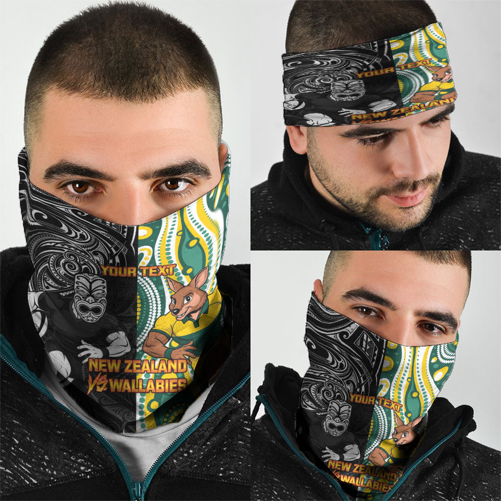 Custom Australia vs New Zealand Neck Gaiter Rugby Rivalry Two Nations One Battle
