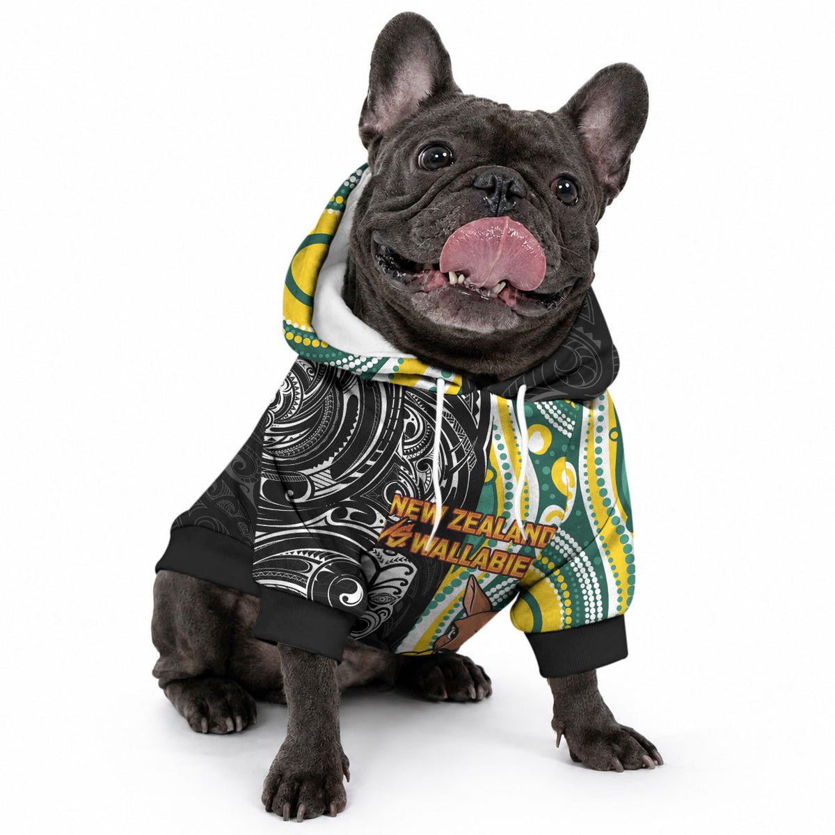 Custom Australia vs New Zealand Pet Hoodie Rugby Rivalry Two Nations One Battle