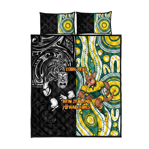 Custom Australia vs New Zealand Quilt Bed Set Rugby Rivalry Two Nations One Battle