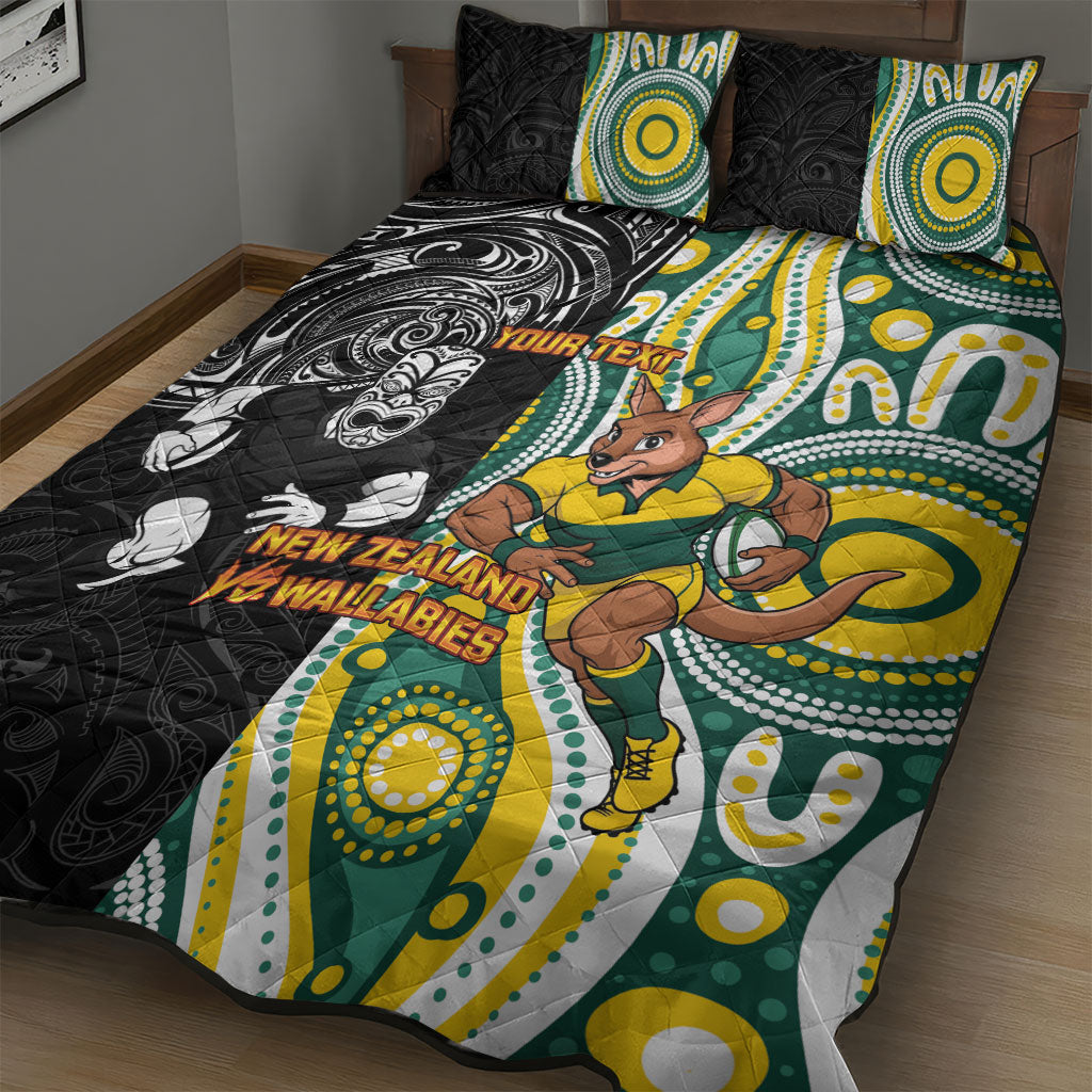 Custom Australia vs New Zealand Quilt Bed Set Rugby Rivalry Two Nations One Battle