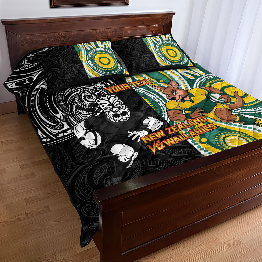 Custom Australia vs New Zealand Quilt Bed Set Rugby Rivalry Two Nations One Battle
