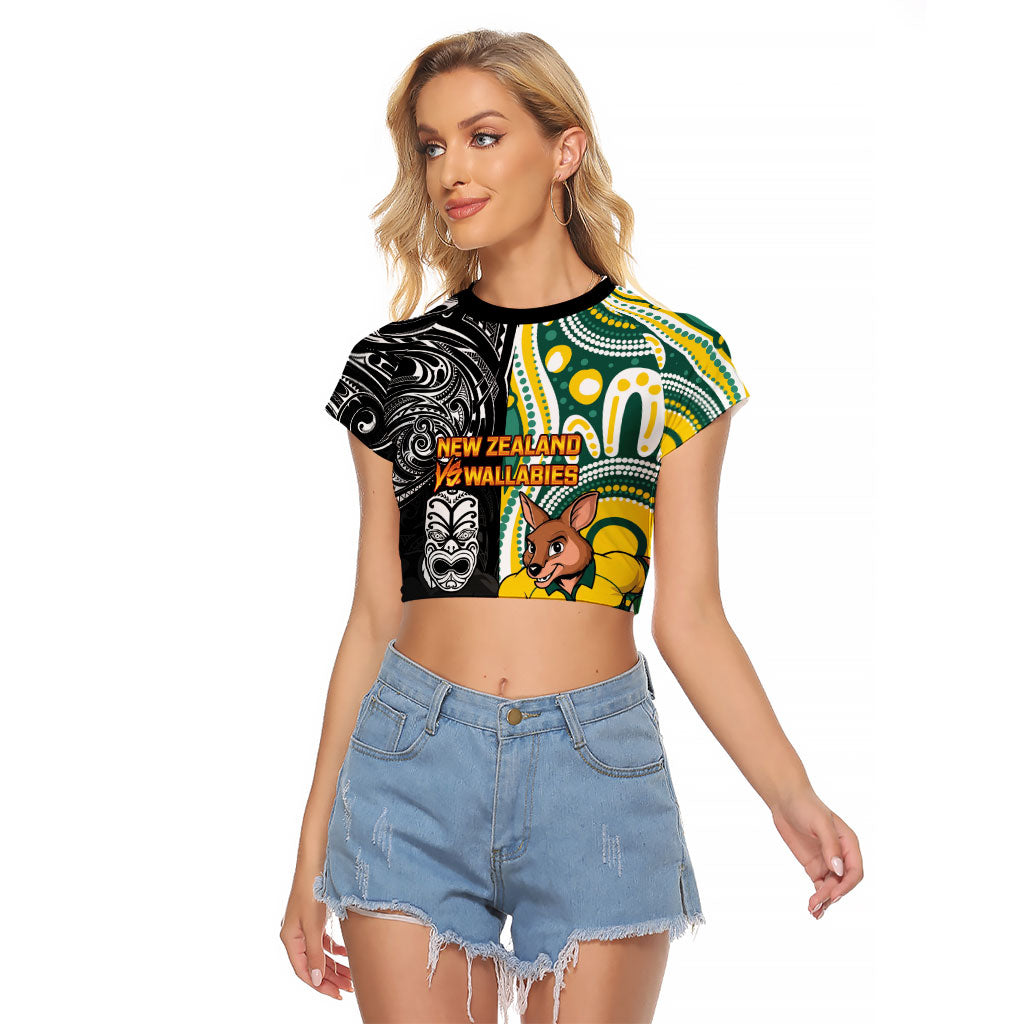Custom Australia vs New Zealand Raglan Cropped T Shirt Rugby Rivalry Two Nations One Battle