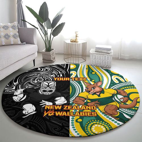 Custom Australia vs New Zealand Round Carpet Rugby Rivalry Two Nations One Battle