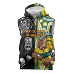 Custom Australia vs New Zealand Sleeveless Hoodie Rugby Rivalry Two Nations One Battle