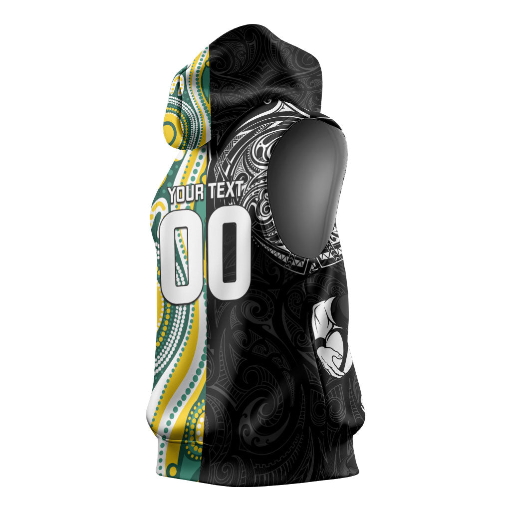 Custom Australia vs New Zealand Sleeveless Hoodie Rugby Rivalry Two Nations One Battle