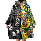 Custom Australia vs New Zealand Wearable Blanket Hoodie Rugby Rivalry Two Nations One Battle