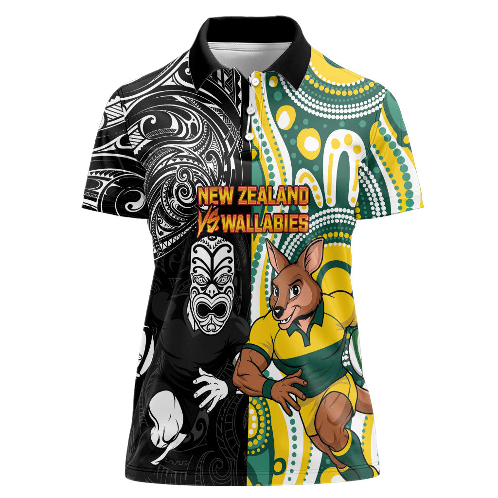 Custom Australia vs New Zealand Women Polo Shirt Rugby Rivalry Two Nations One Battle