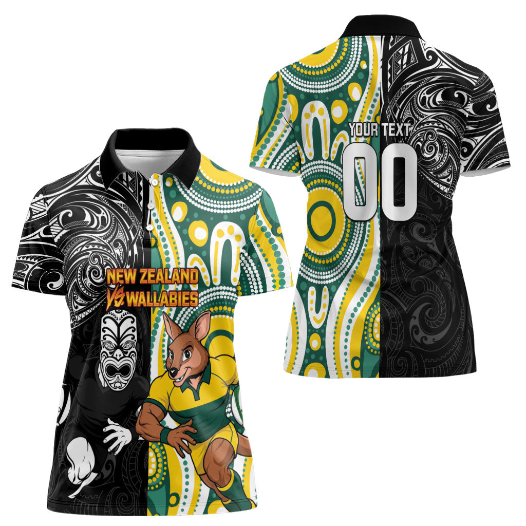 Custom Australia vs New Zealand Women Polo Shirt Rugby Rivalry Two Nations One Battle