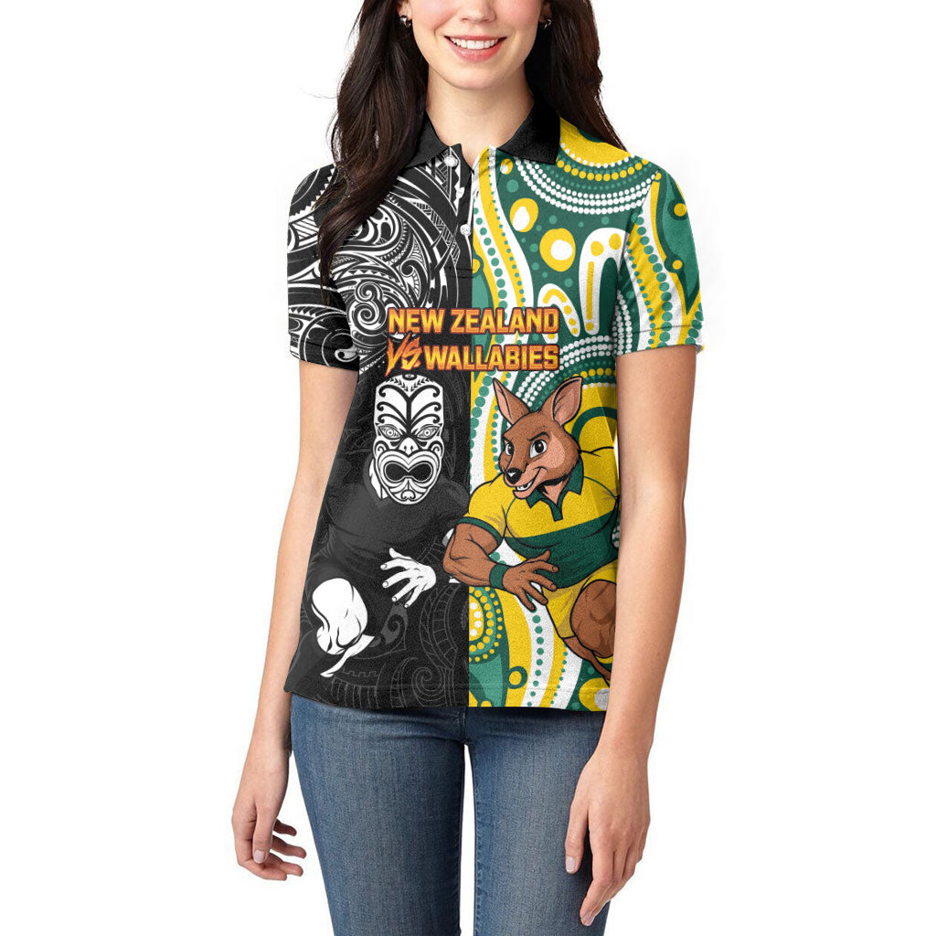 Custom Australia vs New Zealand Women Polo Shirt Rugby Rivalry Two Nations One Battle