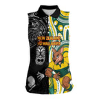 Custom Australia vs New Zealand Women Sleeveless Polo Shirt Rugby Rivalry Two Nations One Battle