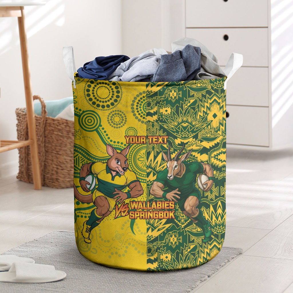 Custom Australia vs South Africa Laundry Basket Wallabies vs Springboks Two Nations One Battle