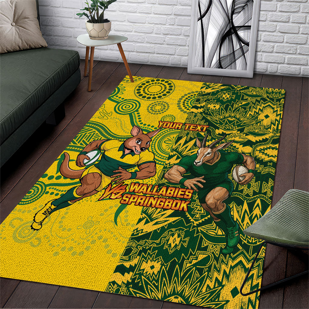 Custom Australia vs South Africa Area Rug Wallabies vs Springboks Two Nations One Battle