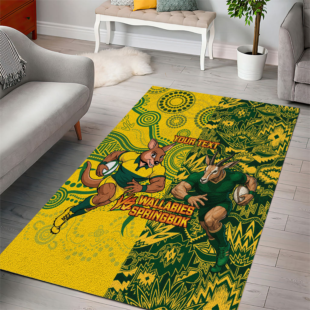 Custom Australia vs South Africa Area Rug Wallabies vs Springboks Two Nations One Battle