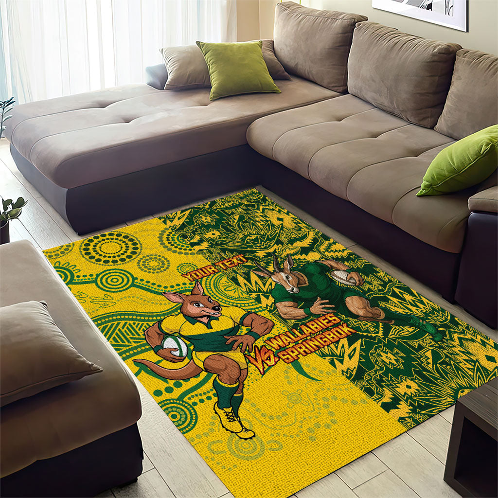 Custom Australia vs South Africa Area Rug Wallabies vs Springboks Two Nations One Battle