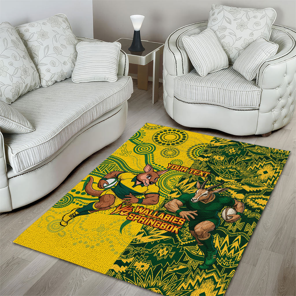 Custom Australia vs South Africa Area Rug Wallabies vs Springboks Two Nations One Battle