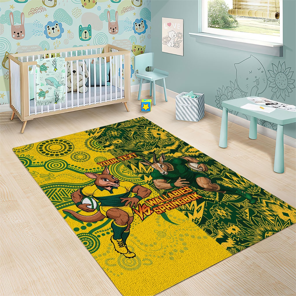 Custom Australia vs South Africa Area Rug Wallabies vs Springboks Two Nations One Battle
