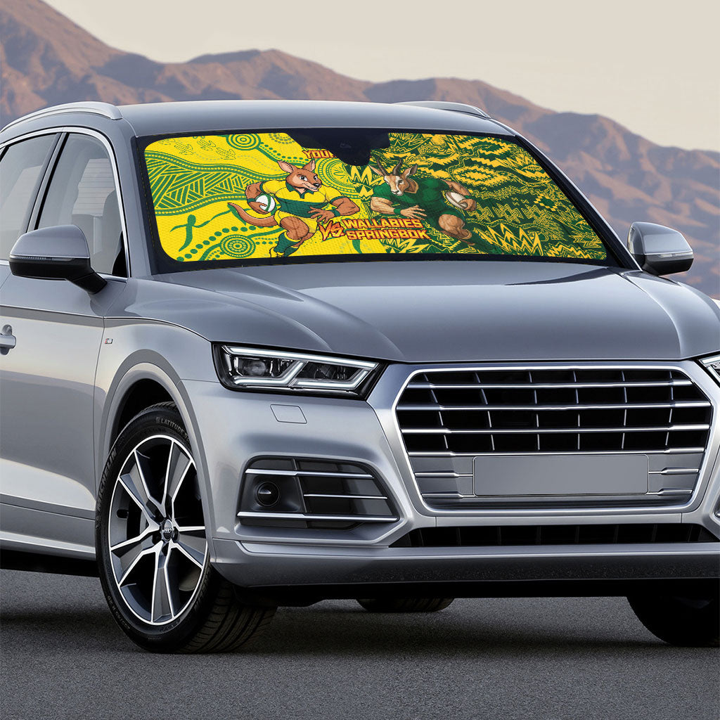 Custom Australia vs South Africa Auto Sun Shade Wallabies vs Springboks Two Nations One Battle