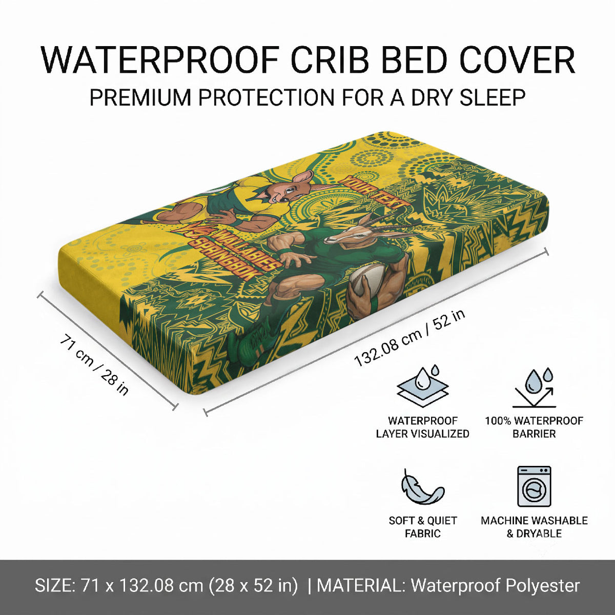 Custom Australia vs South Africa Baby Bed Cover Wallabies vs Springboks Two Nations One Battle