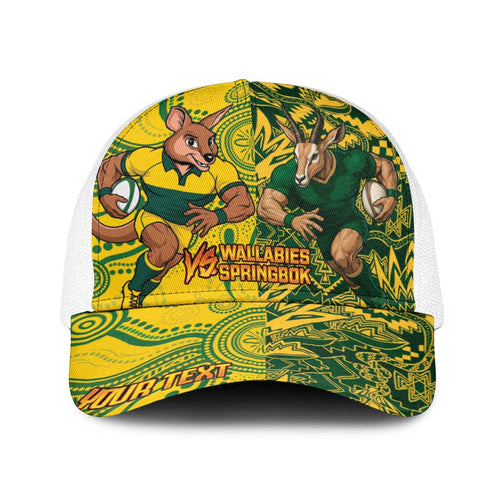 Personalised Australia vs South Africa Baseball Net Cap Wallabies vs Springboks Two Nations One Battle