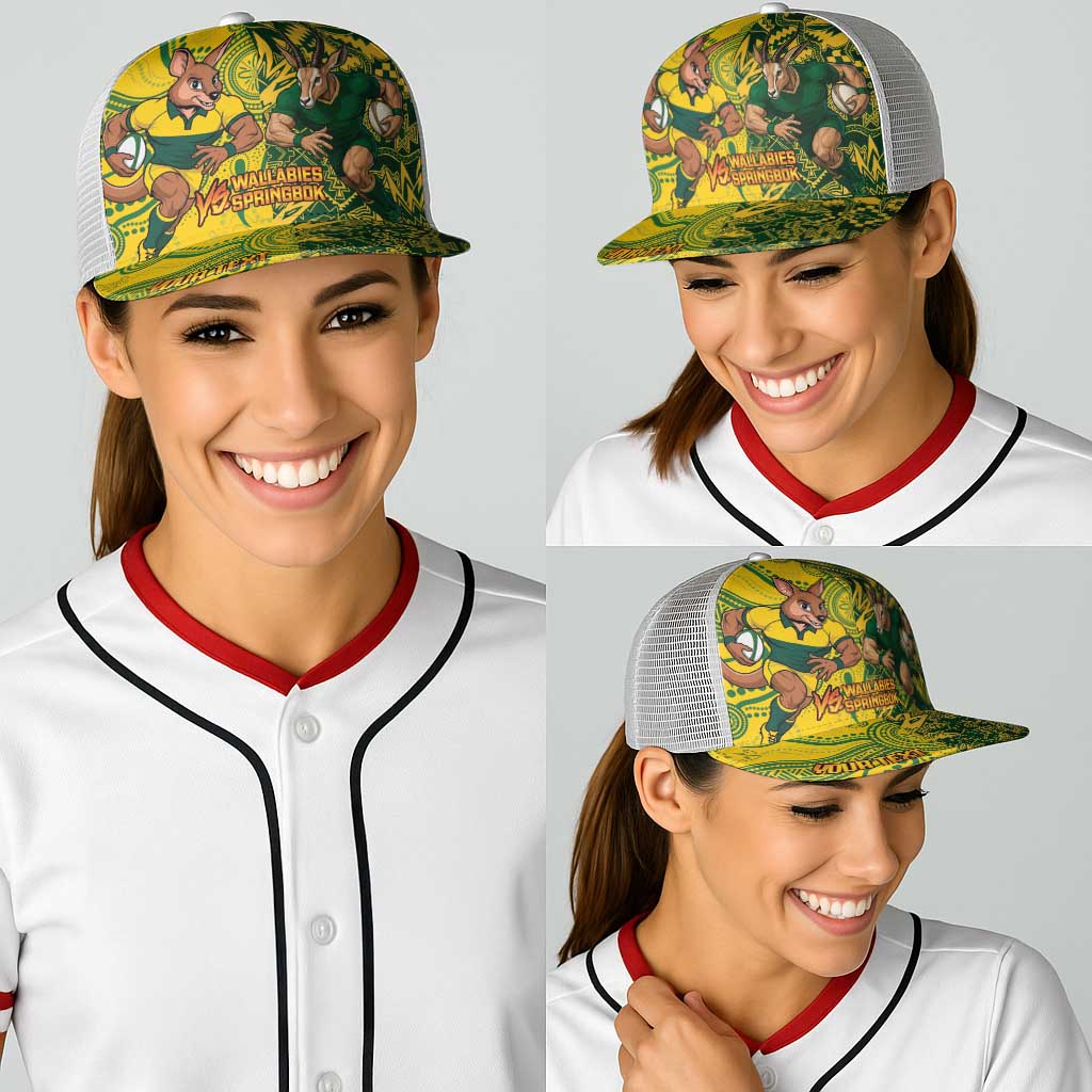 Personalised Australia vs South Africa Baseball Net Cap Wallabies vs Springboks Two Nations One Battle