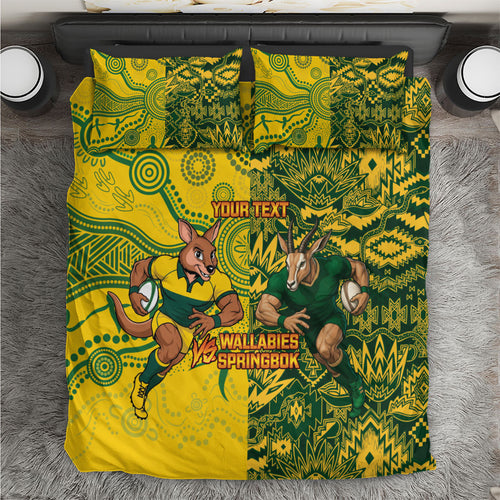 Custom Australia vs South Africa Bedding Set Wallabies vs Springboks Two Nations One Battle