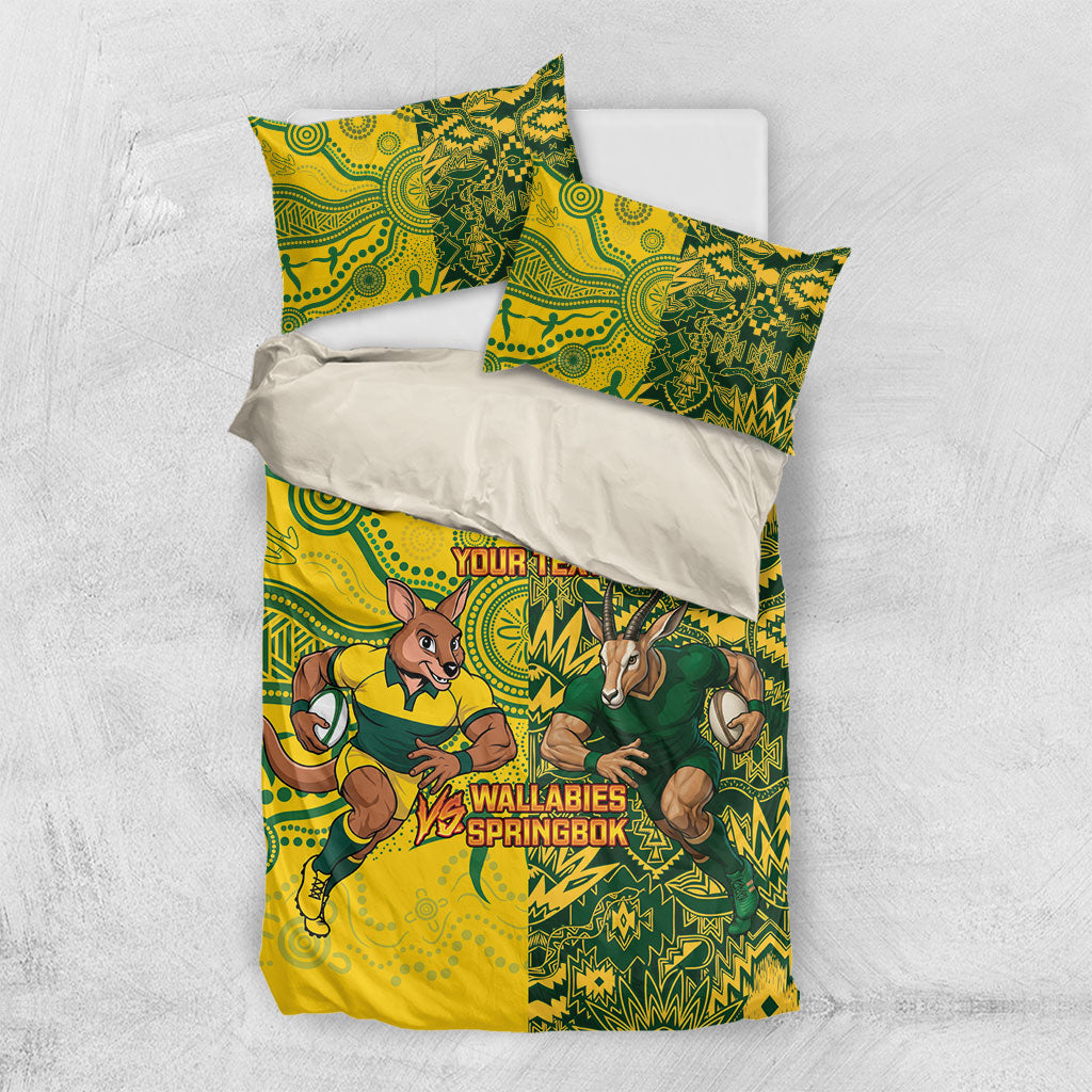 Custom Australia vs South Africa Bedding Set Wallabies vs Springboks Two Nations One Battle