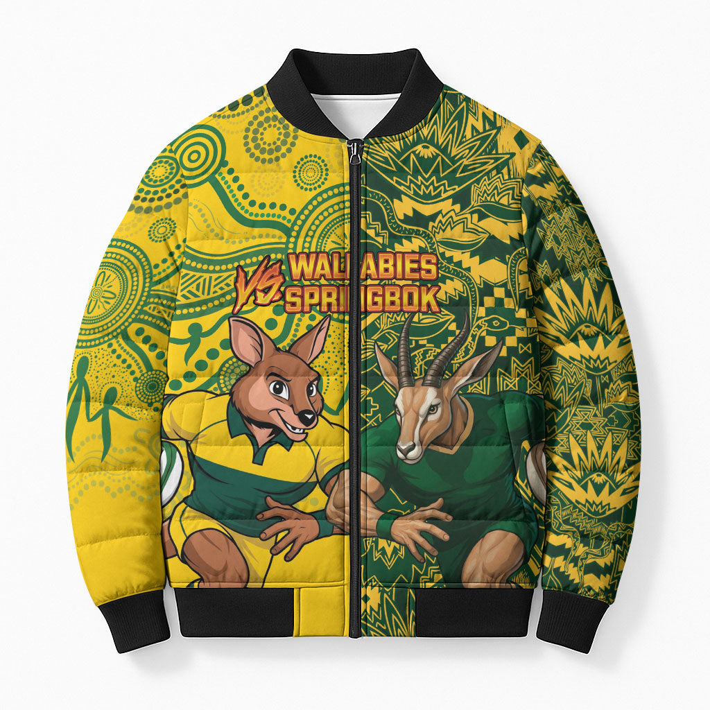 Custom Australia vs South Africa Bomber Puffer Jacket Wallabies vs Springboks Two Nations One Battle