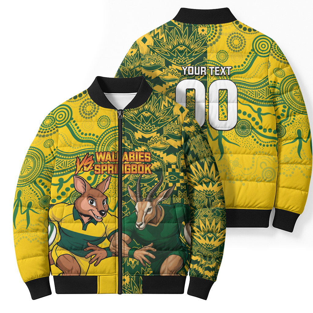 Custom Australia vs South Africa Bomber Puffer Jacket Wallabies vs Springboks Two Nations One Battle