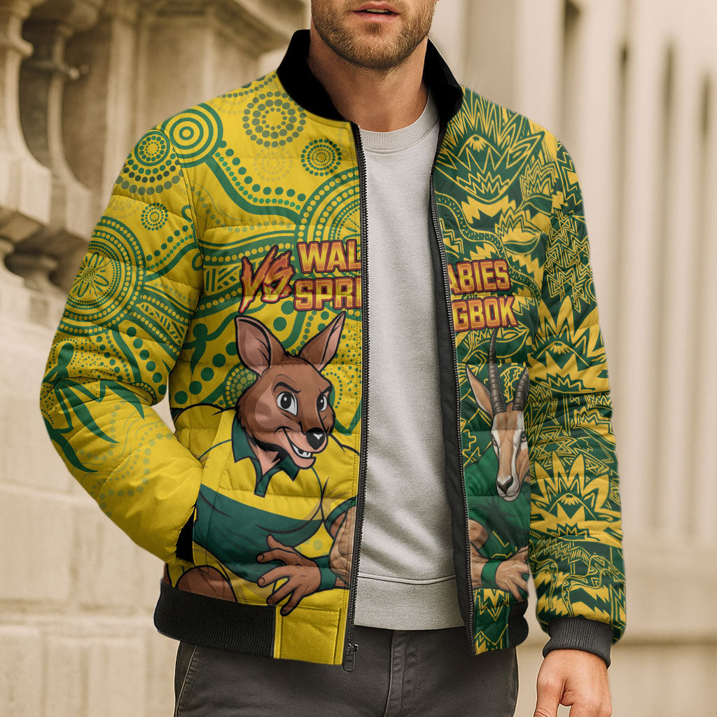 Custom Australia vs South Africa Bomber Puffer Jacket Wallabies vs Springboks Two Nations One Battle