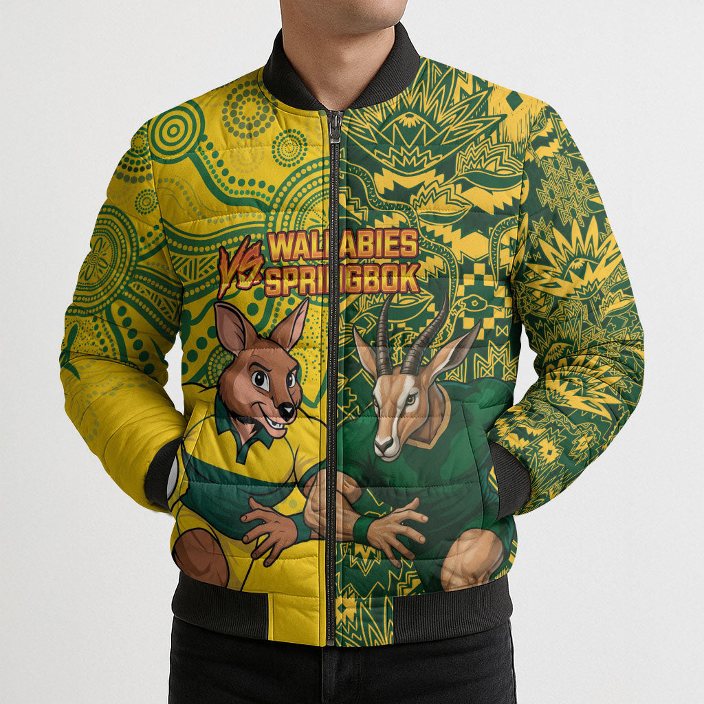 Custom Australia vs South Africa Bomber Puffer Jacket Wallabies vs Springboks Two Nations One Battle